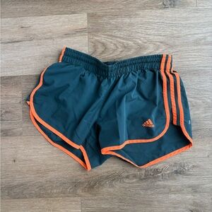 Adidas Women's Athletic Shorts in Teal and Orange